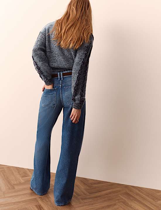 Jean bootcut taille normale en lyocell m&eacute;lang&eacute; bicolore