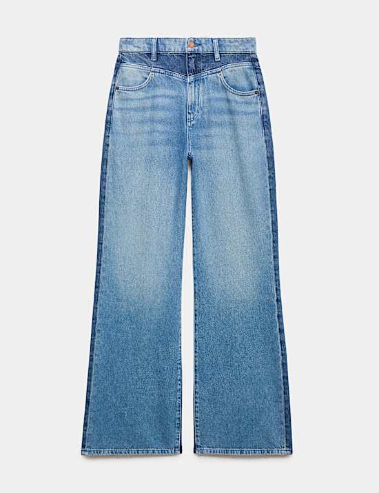 Jean bootcut taille normale en lyocell m&eacute;lang&eacute; bicolore
