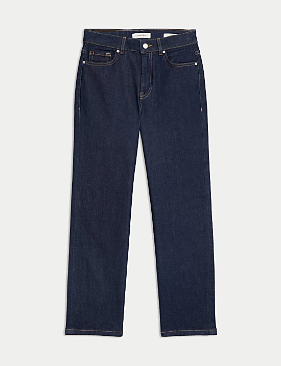 Mid Rise Straight Leg Ankle Grazer Jeans