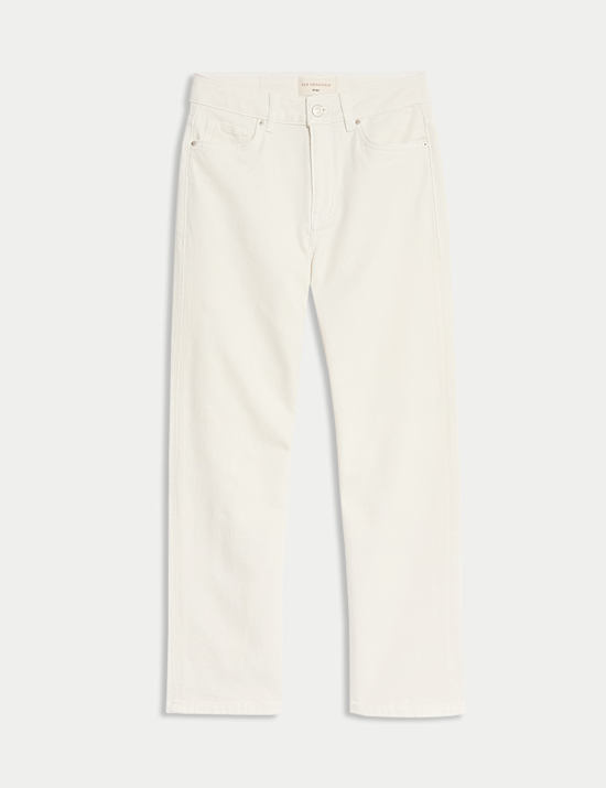 Džíny ke kotníkům s rovnými nohavicemi a středně vysokým pasem