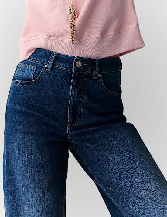 Girlfriend Mid Rise Turn Up Jeans with Lyocell