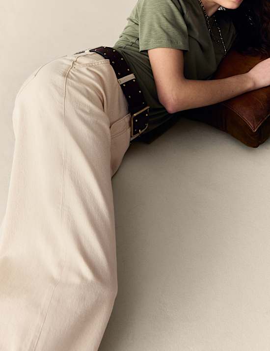 Jeans de pata ancha de cintura alta con lyocell