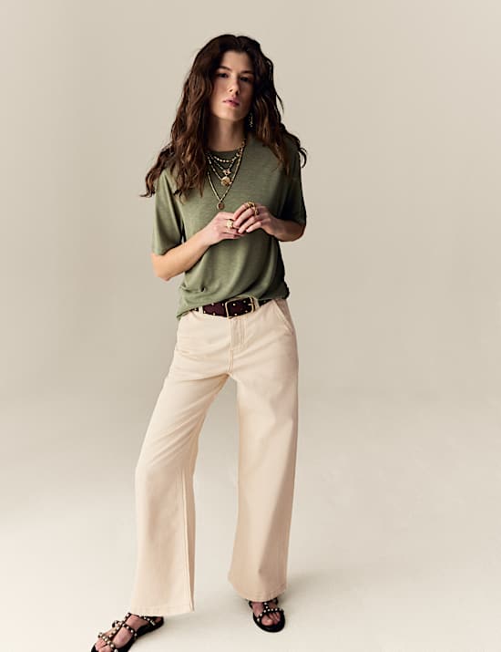 Jeans de pata ancha de cintura alta con lyocell