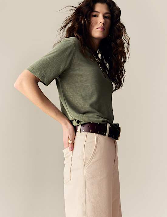 Jeans de pata ancha de cintura alta con lyocell