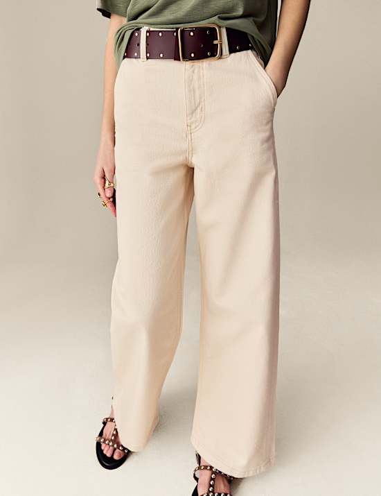 Jeans de pata ancha de cintura alta con lyocell