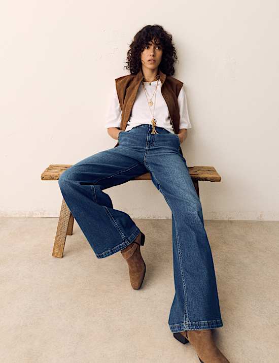 High Waisted Wide Leg Jeans with Lyocell