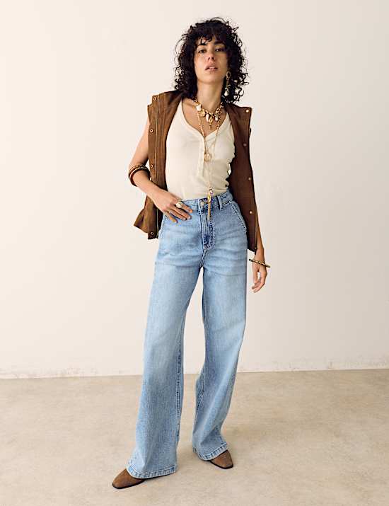 High Waisted Wide Leg Jeans with Lyocell