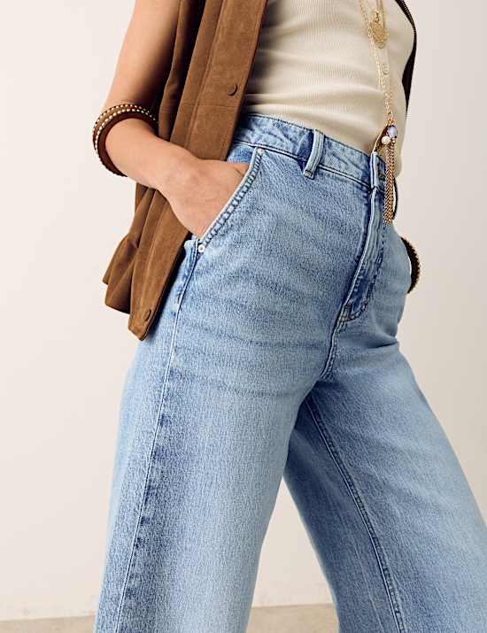High Waisted Wide Leg Jeans with Lyocell