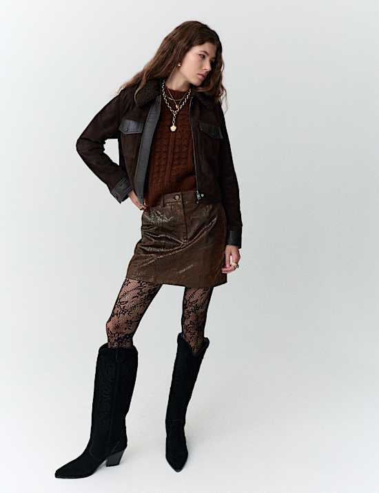 Minirock aus Leder mit Schlangenprint