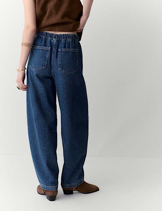 Kn&ouml;chellange Barrel-Jeans Grazer mit hohem Bund