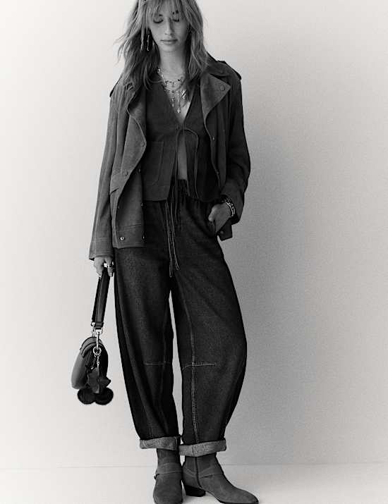 Kn&ouml;chellange Barrel-Jeans Grazer mit hohem Bund