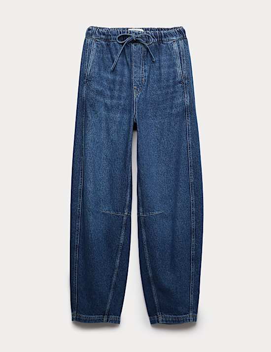 Kn&ouml;chellange Barrel-Jeans Grazer mit hohem Bund