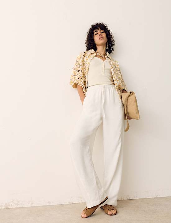 Double Cloth Drawstring Tapered Trousers