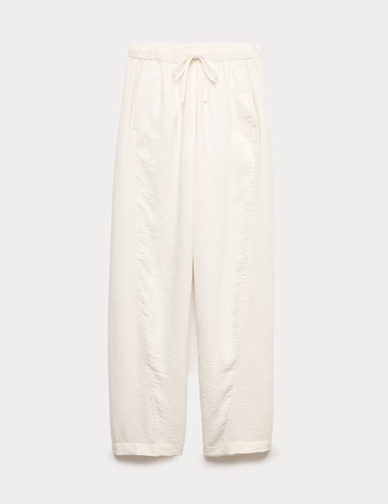 Double Cloth Drawstring Tapered Trousers
