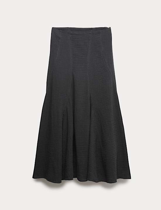 Pure Cotton Double Cloth Midaxi A-Line Skirt