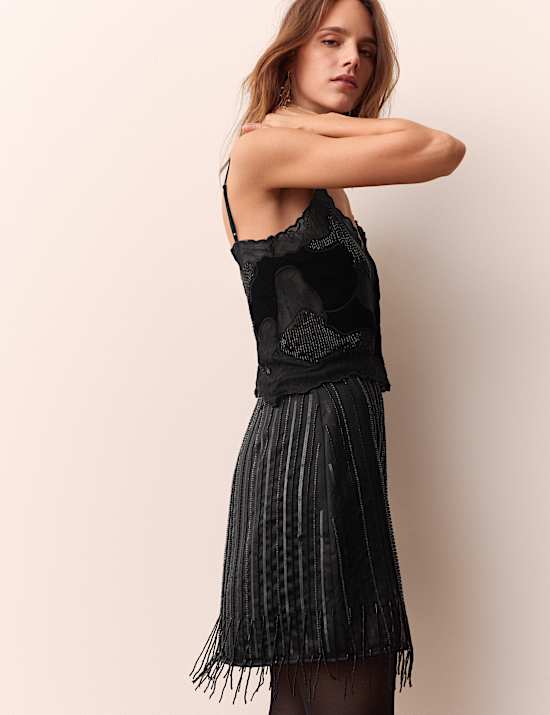 Embellished Mini A-Line Skirt