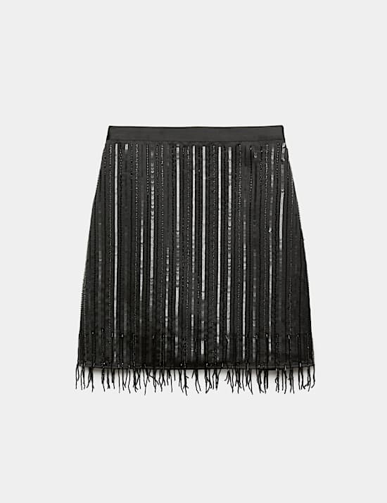 Embellished Mini A-Line Skirt