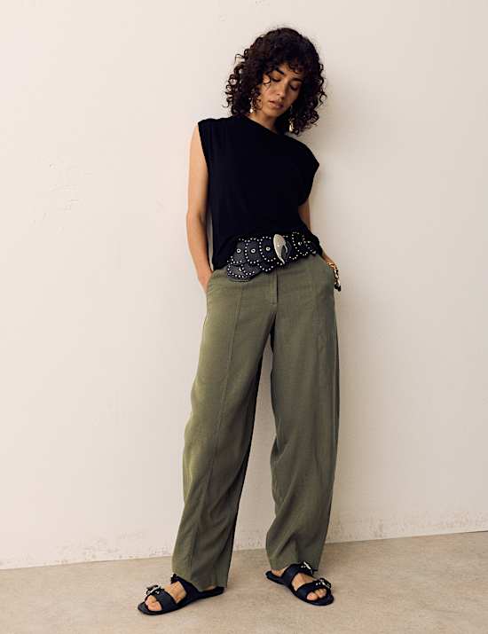 Pantalon coupe barrel en lyocell