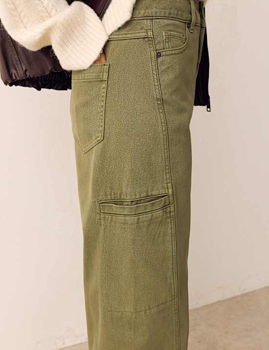 Pure Cotton Cargo Straight Leg Trousers