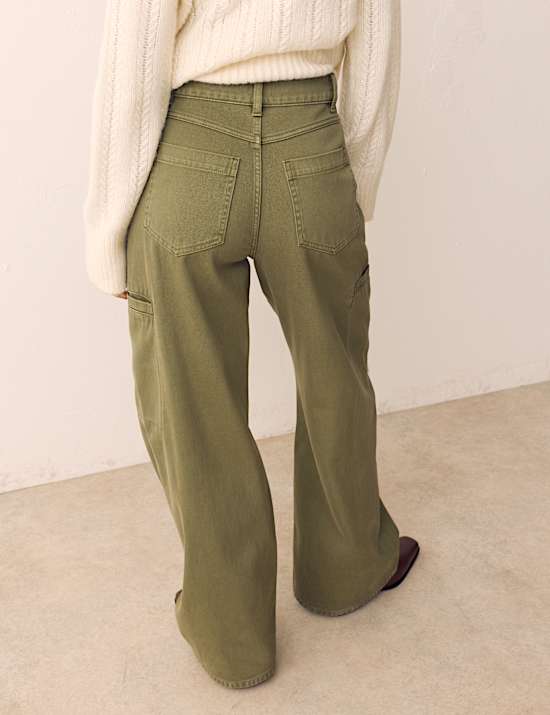 Pure Cotton Cargo Straight Leg Trousers