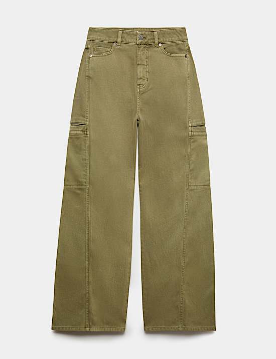 Pure Cotton Cargo Straight Leg Trousers