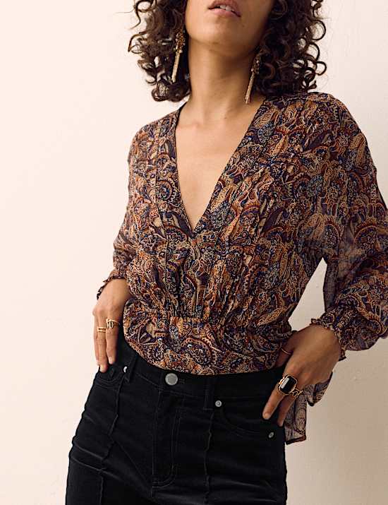 Cotton Rich Cord Pintuck Flared Jeans