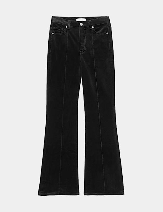 Cotton Rich Cord Pintuck Flared Jeans