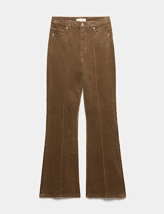 Cotton Rich Cord Pintuck Flared Jeans