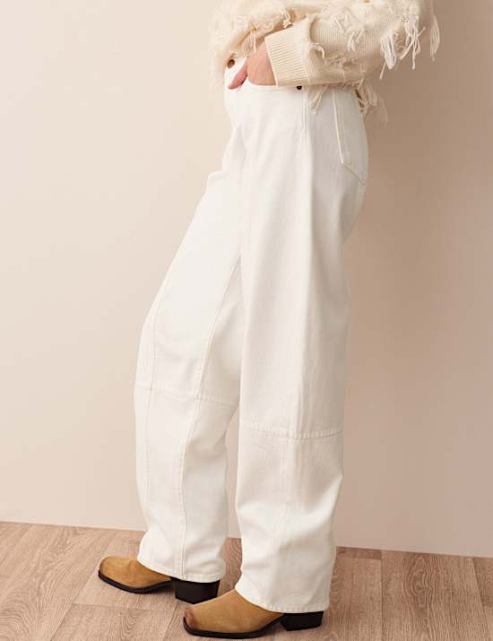 Lyocell Blend High Wasited Seamed Barrel Leg Jeans
