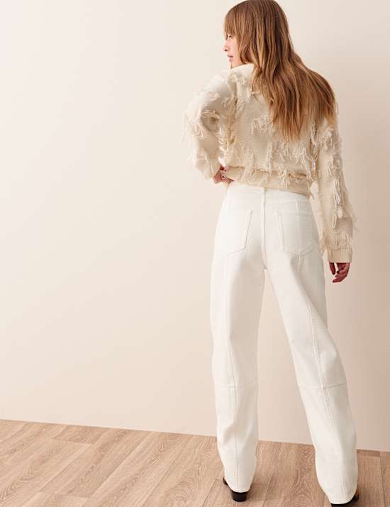 Lyocell Blend High Wasited Seamed Barrel Leg Jeans