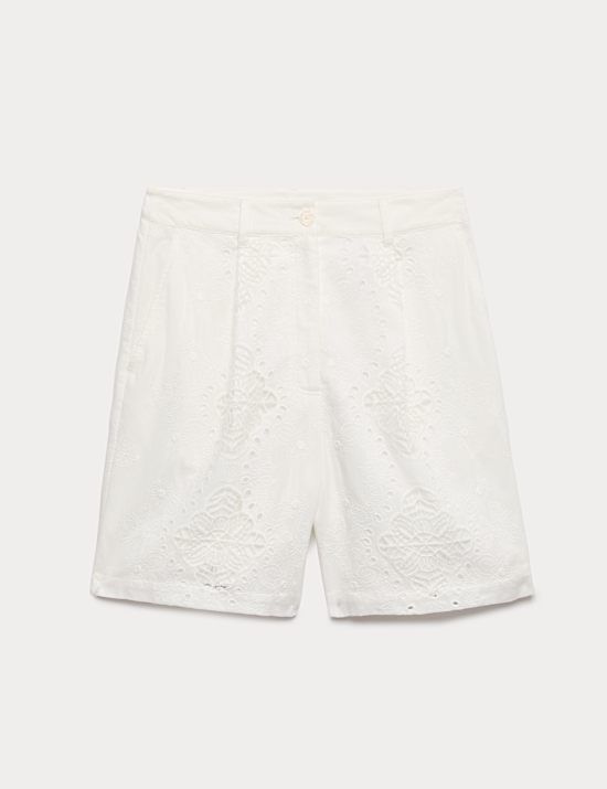 Pure Cotton Embroidered Cutwork Shorts