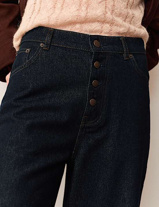 Cotton Rich Pleated High Waisted Barrel Jeans