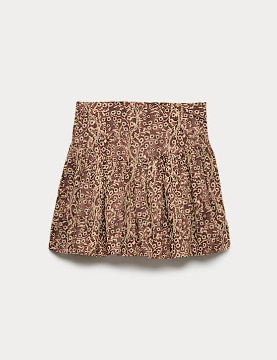 Pure Cotton Printed Floral Mini Skirt