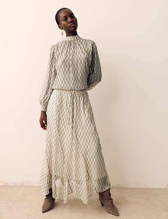Checked Maxi A-Line skirt