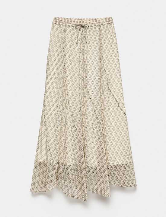 Checked Maxi A-Line skirt