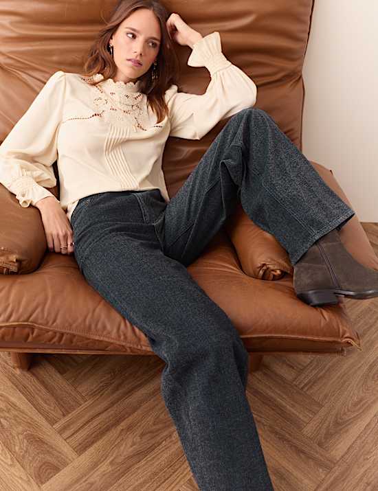 Cotton Rich Soft Touch Wide Leg Trousers