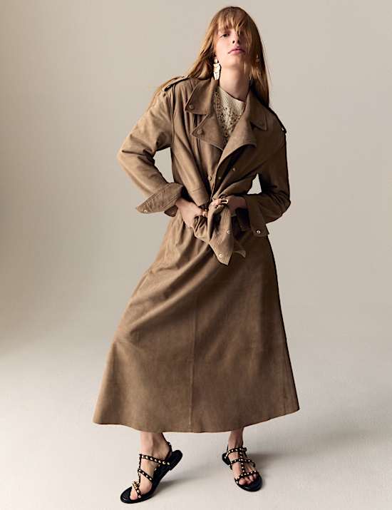 Midirock aus Wildlederimitat mit Plisseefalten