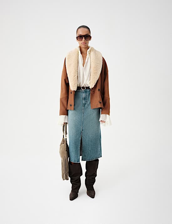 Leather Aged Relaxed Shawl Collar Jacket