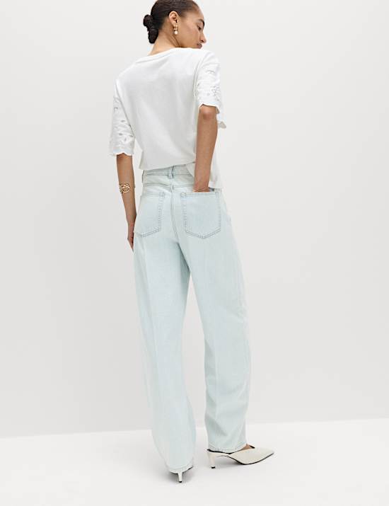 High Waisted Crease Front Barrel Jeans