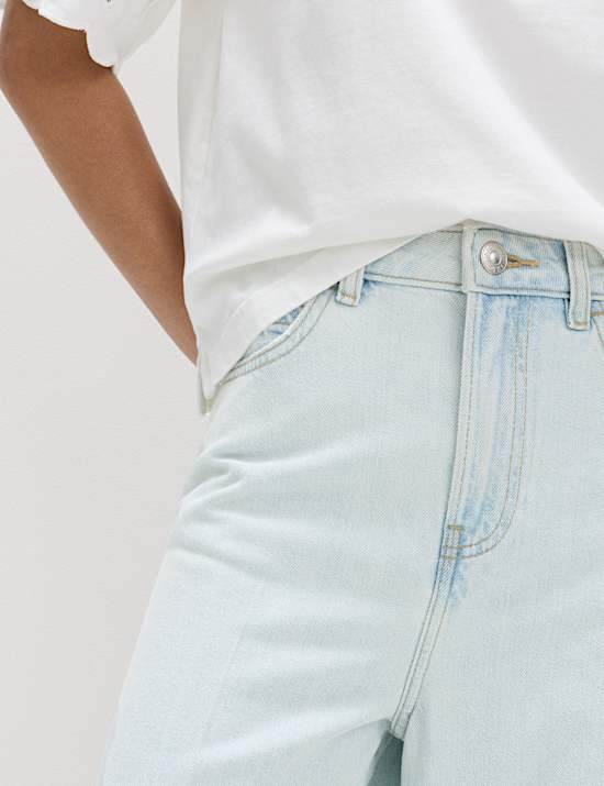 High Waisted Crease Front Barrel Jeans