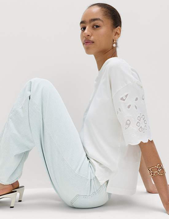 High Waisted Crease Front Barrel Jeans