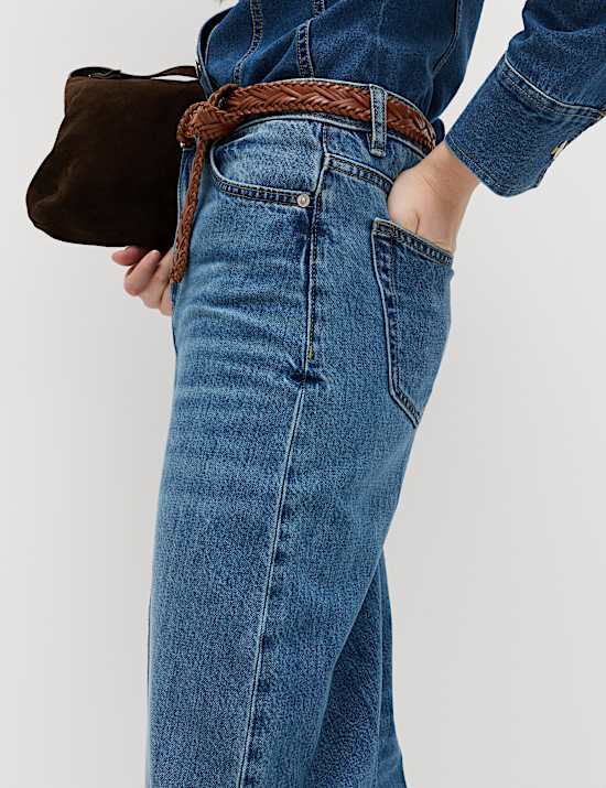 High Waisted Crease Front Barrel Jeans