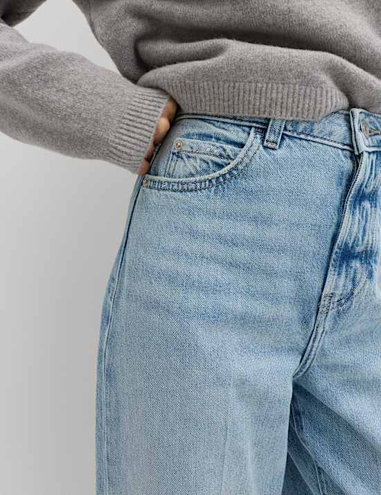 High Waisted Crease Front Barrel Jeans
