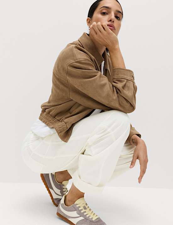 Cotton Rich Barrel Leg Trousers