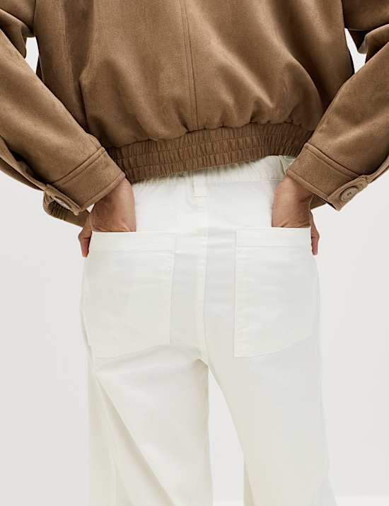 Cotton Rich Barrel Leg Trousers