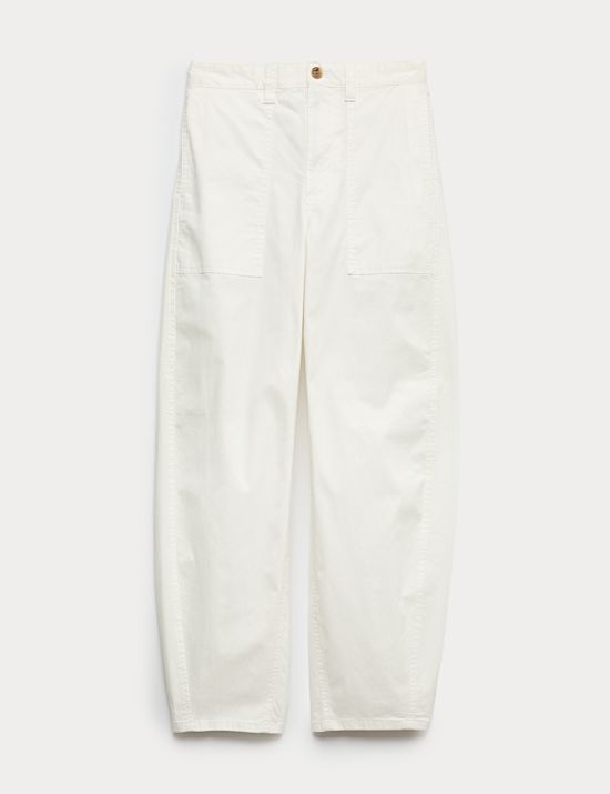 Cotton Rich Barrel Leg Trousers