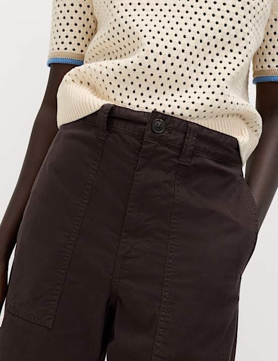 Cotton Rich Barrel Leg Trousers