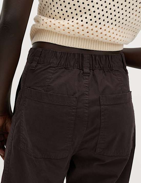 Cotton Rich Barrel Leg Trousers