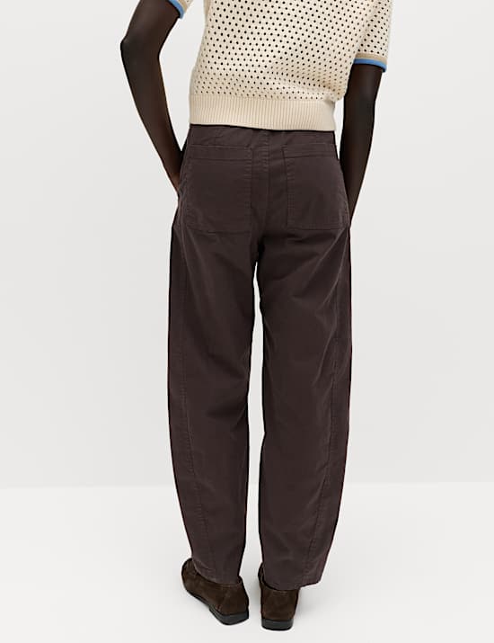 Cotton Rich Barrel Leg Trousers