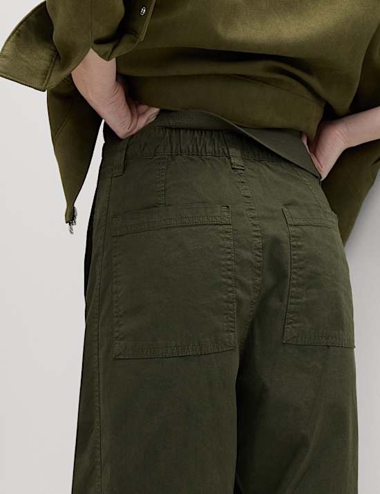 Cotton Rich Barrel Leg Trousers